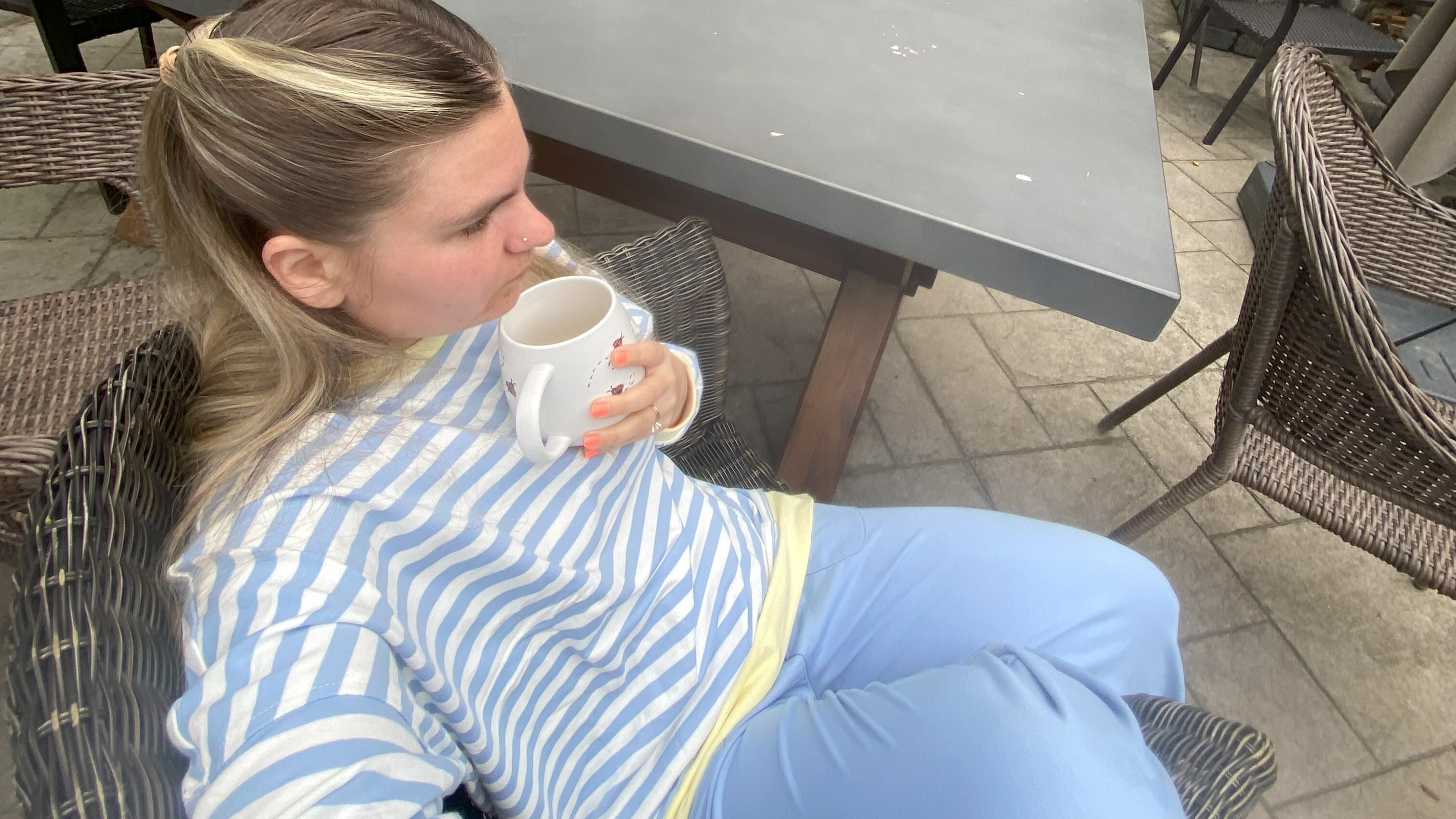 Olivia Drinking Coffee