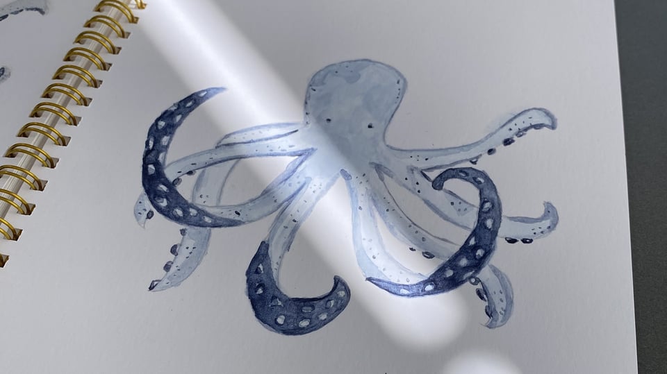 Oscar the Octopus Watercolor painting